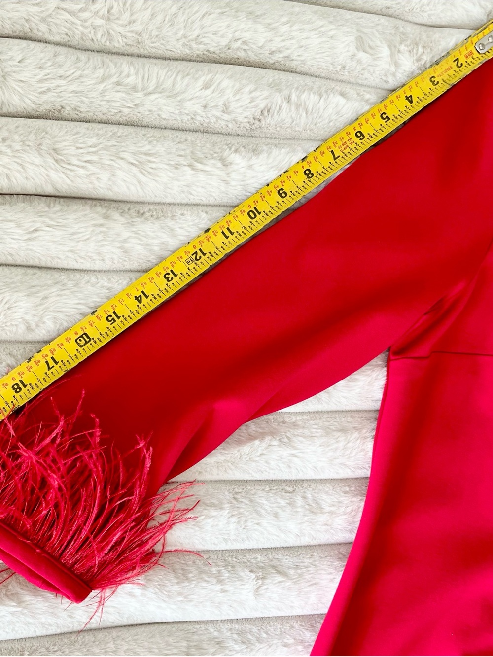 Jude Connally Franca Red Feather Cuff Long Sleeve Dress XL NWT Made in USA - Picture 11 of 13